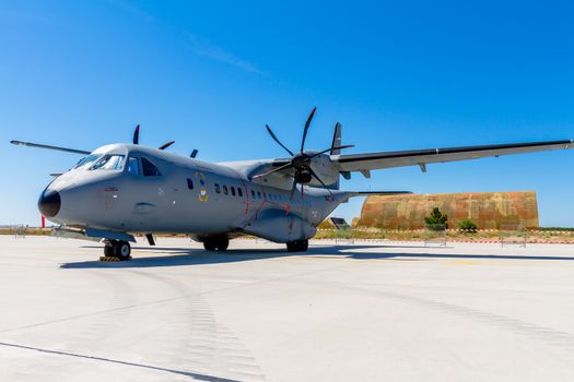ALBACETE, SPAIN-JUN 23: Aircraft CASA C-295 taking part in a static exhibition on the open day of the airbase of Los Llanos on Jun 23, 2013, in Albacete, Spain