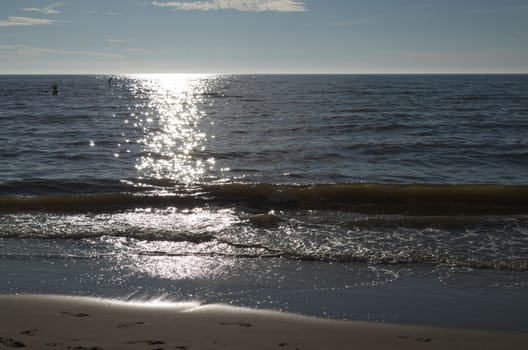 Summer sun creates a sparkling effect on the sea
