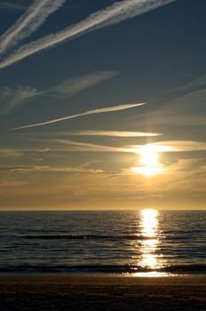 Late summer sun sets over the North Sea