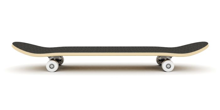 brand new skateboard, pictured on a white background