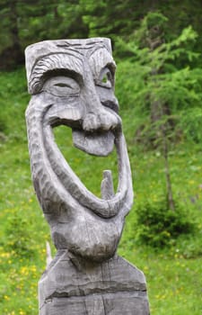 Mask laughing found in a mountain road