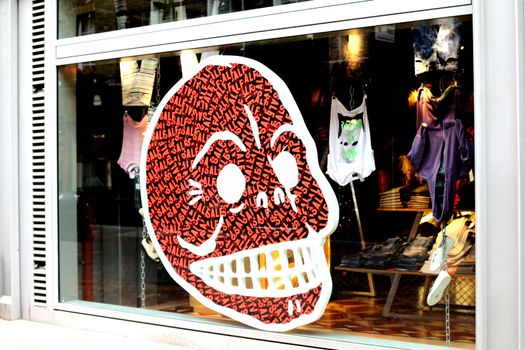 Shop Window Skull Sale Sign Carnaby Street London