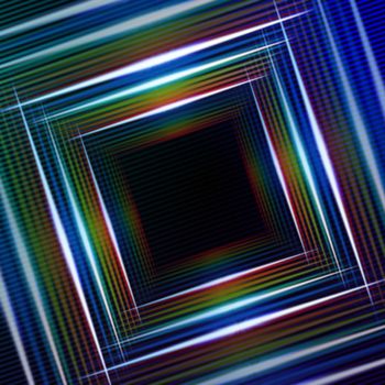abstract blue background with shining multicolored squares and lights