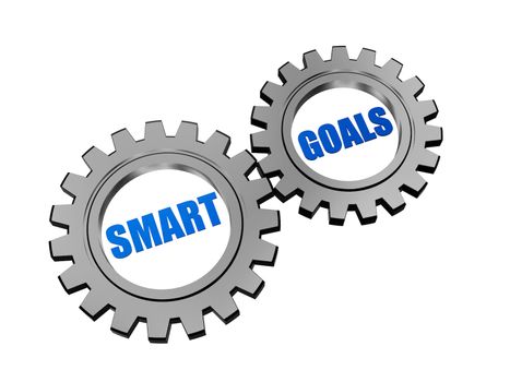 smart goals - business concept words in 3d silver grey gearwheels