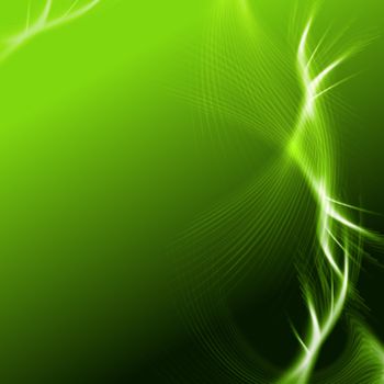 green background with abstract white rays lights like stars, lines and net