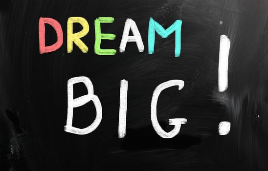 dream big words on blackboard