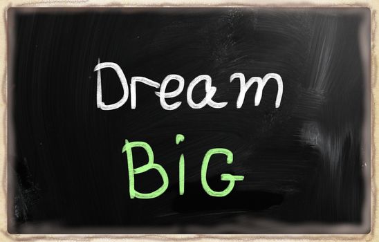 dream big words on blackboard