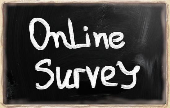 Online survey handwritten with chalk on a blackboard