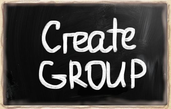 Create group handwritten with chalk on a blackboard
