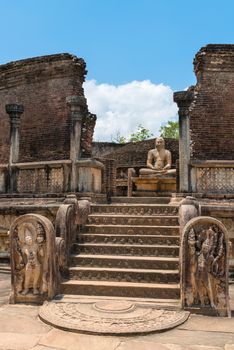 Vatadage is a type of Buddhist structure found only in Sri Lanka. Ancient city Polonnaruwa.