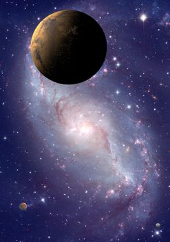 Far-out planets in a space against stars. "Elements of this image furnished by NASA".