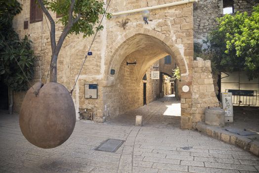 monument in alley of jafo old town in tel aviv israel