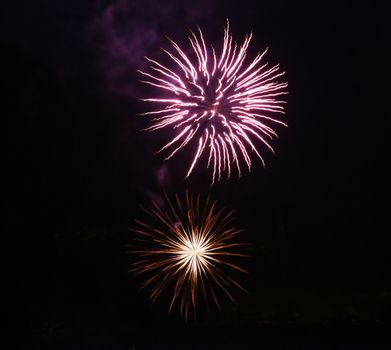 Firework explosion in a dark night