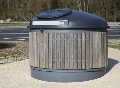 Recycle Trash Bin on a France Parking Place