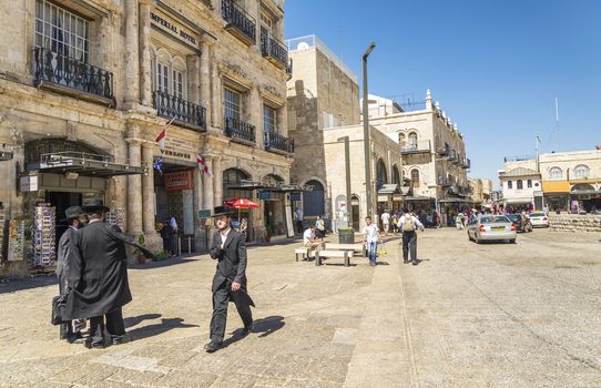 jewish men in jerusalem old town in israel