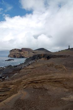 Capelinhos lighthouse in Faial island, Azores Portugal