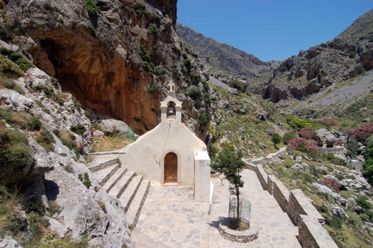Agios Nikolaus church in the rock in crete, greece.