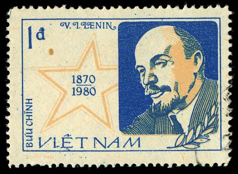 VIETNAM - CIRCA 1980: A stamp printed in Vietnam shows Lenin, circa 1980