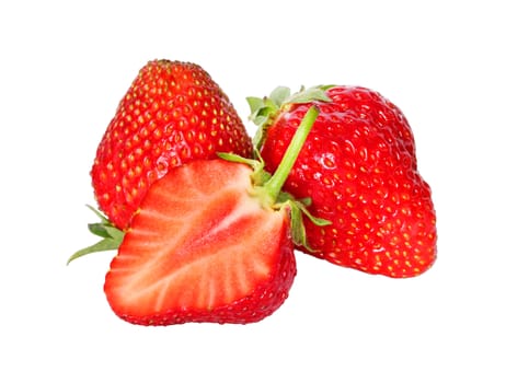 fresh, juicy and healthy strawberry, red on white