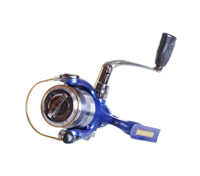 The Spinning reel for fishing isolated over white