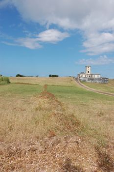 Ruins of a lighthouse after earthquake in azores portugal