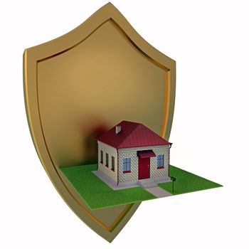 Guard of home concept. 3d illustration on a white