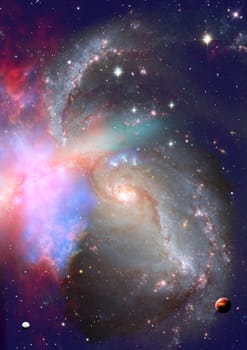 Stars and spiral galaxy in a free space. "Elements of this image furnished by NASA".