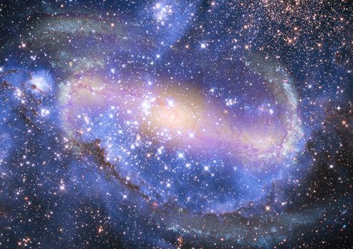 Stars and spiral galaxy in a free space. "Elements of this image furnished by NASA".