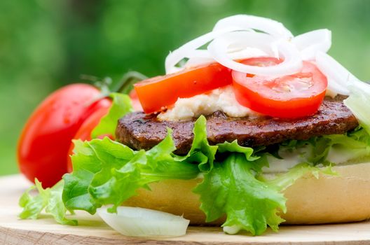 Barbecue sandwich cooked in summer camp.