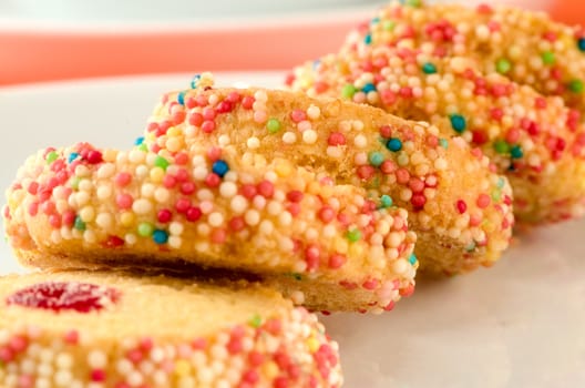 French multi-colored biscuits. Paris. France.