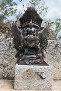 BALI - SEP 13: Statue of Wishnu god on Garuda hindu mythic bird in GWK culture park on Sep 13 in Bali, Indonesia. Garuda Wisnu Kencana Cultural Park in popular tourist attraction since 2011. 