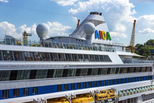 ODESSA, UKRAINE- JULY 22. Cruise ship Aida Aura came into the port of Odessa, Ukraine on July 22, 2013. Odessa is the cruise port of Ukraine.