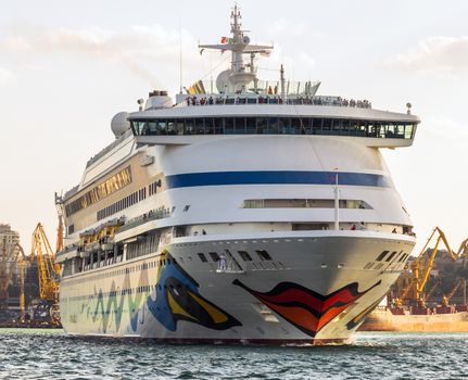 ODESSA, UKRAINE- JULY 22. Cruise ship Aida Aura came into the port of Odessa, Ukraine on July 22, 2013. Odessa is the cruise port of Ukraine.