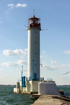 Vorontsov old lighthouse in the port black sea of Odessa, Ukraine.