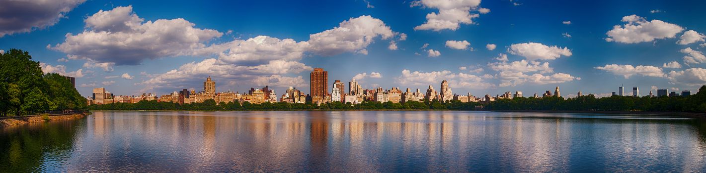 Beautiful panoramic view of Central Park in summer season, NYC.