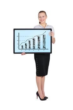 businesswoman with tablet with graph