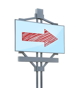 billboard with arrow on white background