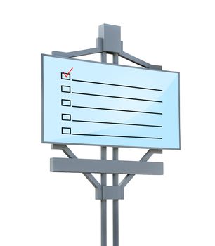 checklist on billboard on white background