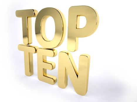 Lettering of top ten in gold
