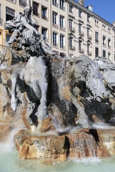 Famous fountain, Place des Terreaux, Lyon