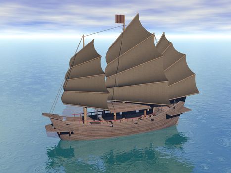 Oriental junk boat