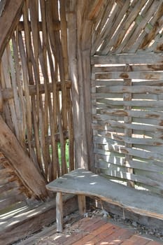 Wooden Bench with wood background
