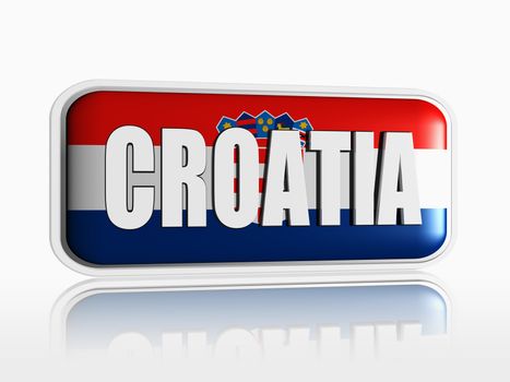Croatian flag 3d banner with white text