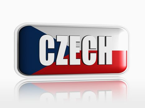 Czech flag 3d banner with white text