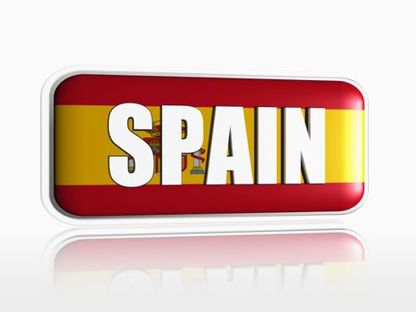 Spanish flag 3d banner with white text