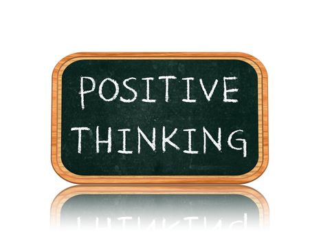 Positive thinking - 3d isolated blackboard banner with chalk text