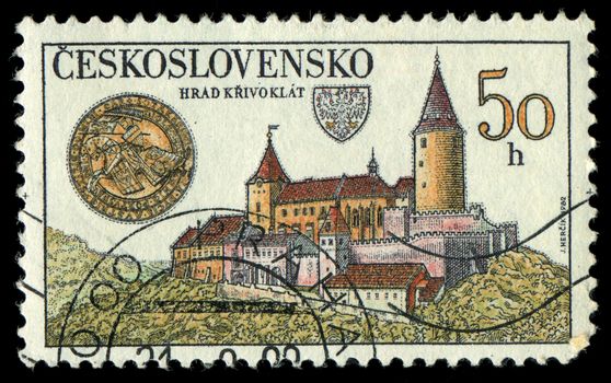 CZECHOSLOVAKIA - CIRCA 1982: A stamp printed in Czechoslovakia shows Krivoklat Castle, circa 1982