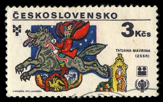 CZECHOSLOVAKIA- CIRCA 1979: A stamp printed in the Czechoslovakia, represented, 6th biennial exhibition of illustrations for childrens books, illustrations of Russian fairy tales by Tatiana Mavrina, circa 1979