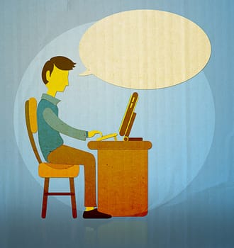 Illustrator of business concept , Office-man working with computer