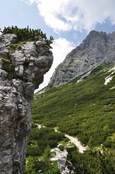 near refuge ciairedo in dolomites mountain